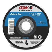 CGW Abrasives 35514 - Quickie Cut Reinforced Cut-Off Wheels, Type 1