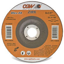 CGW Abrasives 35644 - 1/4" Depressed Center Grinding Wheels, Type 27 - Zirconia