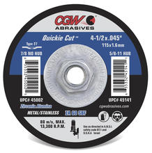CGW Abrasives 45141 - Quickie Cut Reinforced Cut-Off Wheels, Type 27