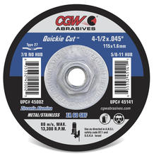 CGW Abrasives 45145 - Quickie Cut Reinforced Cut-Off Wheels, Type 27