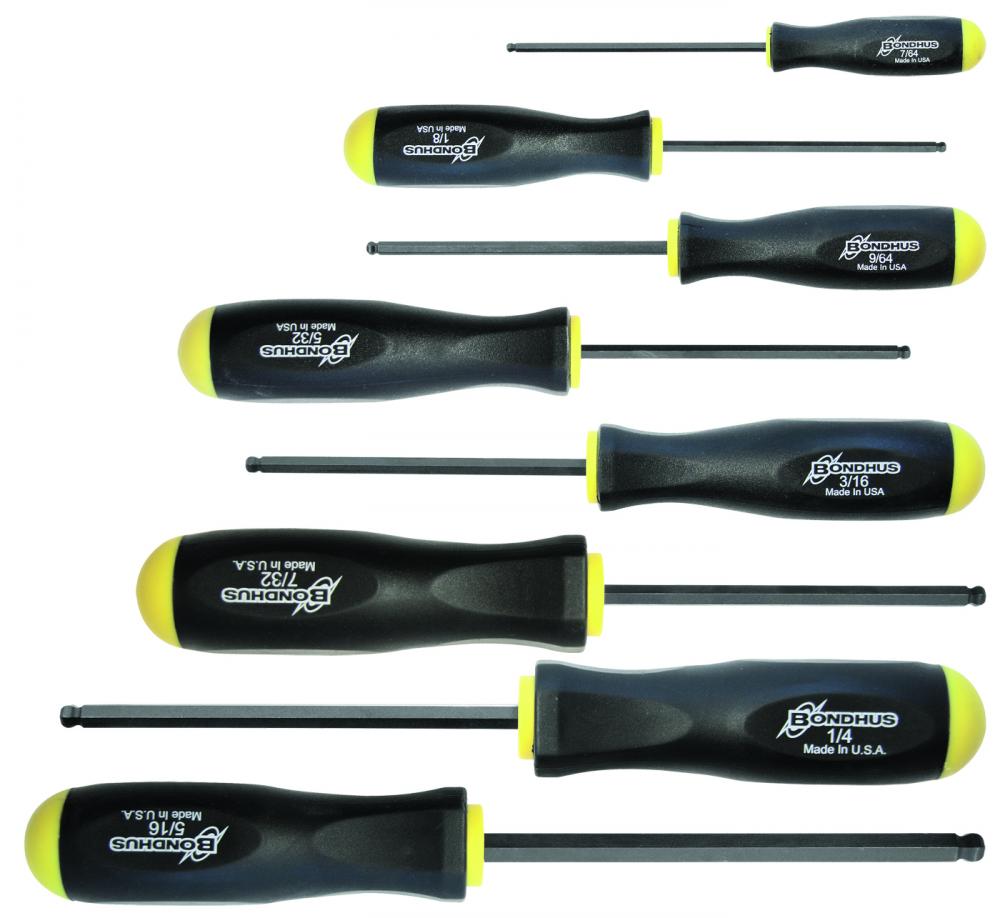 Set 8 Ball End Screwdrivers 7/64-5/16&#34;