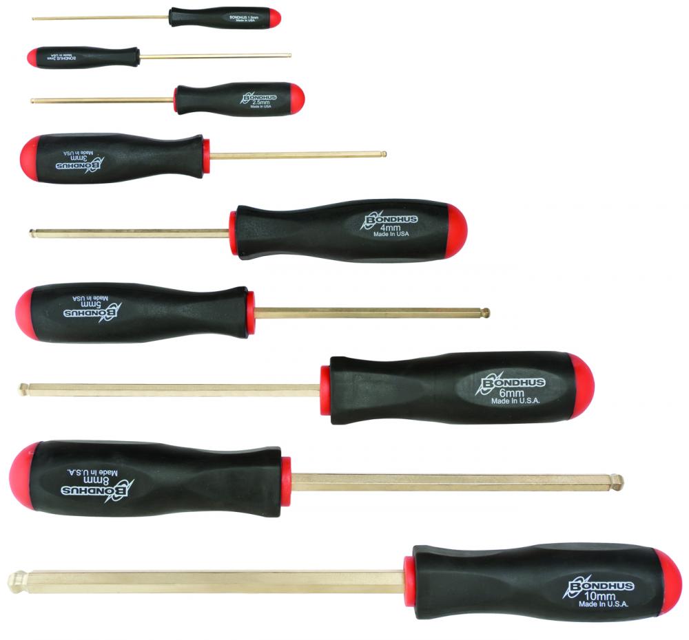 Set 9 GoldGuard Plated Ball End Screwdrivers 1.5-10mm