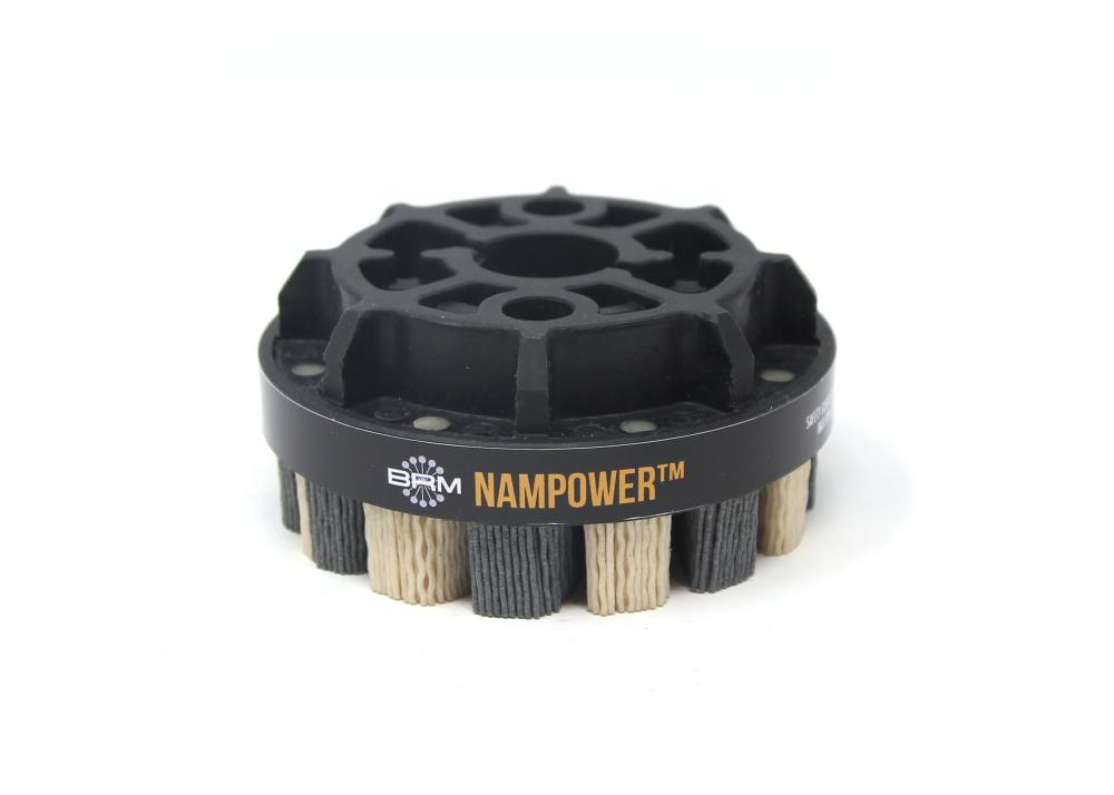 NAMPOWER ADT10018120 Abrasive Disc Brush, Turbine Style, 100mm Diameter, 18mm Trim, 120 Grit