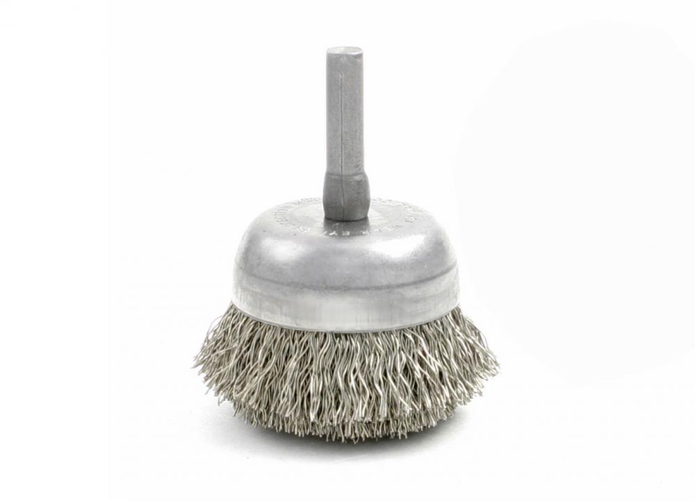 BRM BNH26D12 Small Diameter Cup Brush, 2.750&#34; Dia., .012CS, .875&#34; Trim Length, .250&#34; Sha