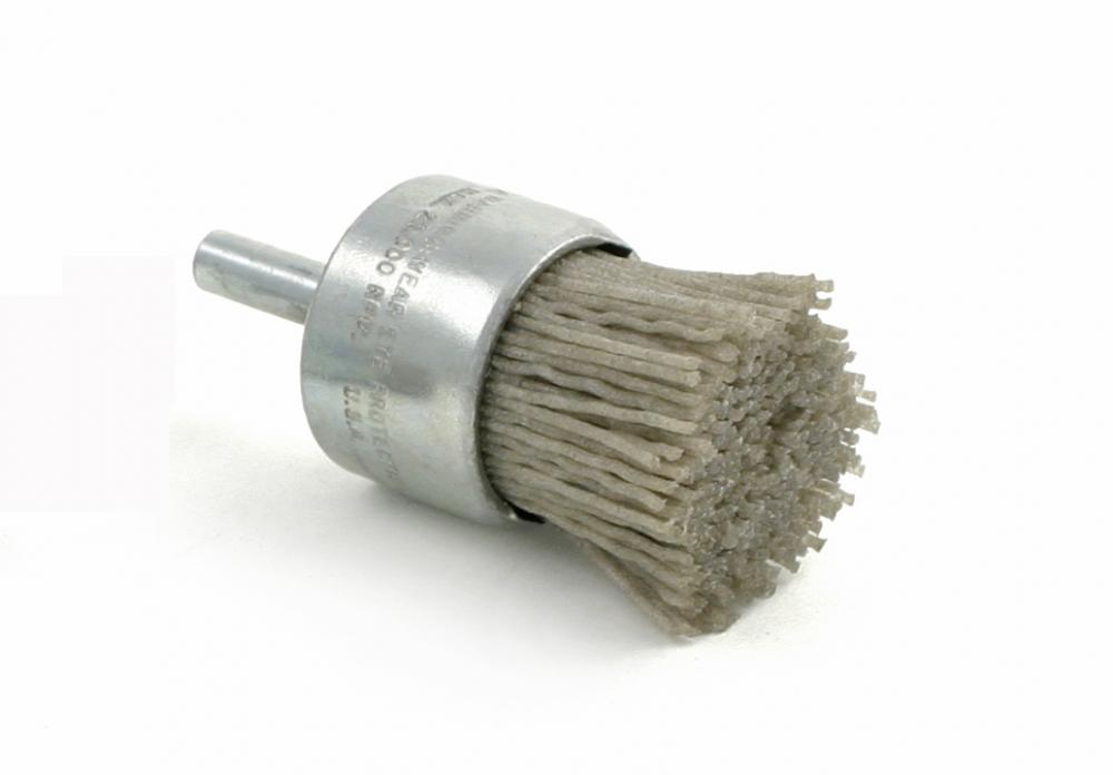 BRM BNS10AY120AO Abrasive End Brush, 1&#34; Brush Diameter, 2.50&#34; OAL, 120 Grit, Aluminum Oxide 