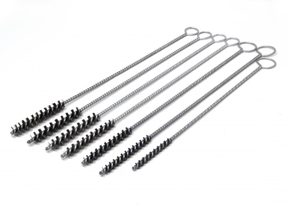 BRM VGCK- 7 Piece Carbon Steel Twisted Wire Tube Brush Kit For Valve Guides With Ring Handles