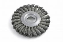 Brush Research Manufacturing B462 - BRM B462, 6" Diameter Knotted Wheel Brush, .016 Carbon Steel, 1" Arbor Hole With Keyway