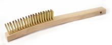 Brush Research Manufacturing B49B - B49B Curved Handle Scratch Brush, .006 Brass, 4X19, 1.125" Trim, 13.75" OAL